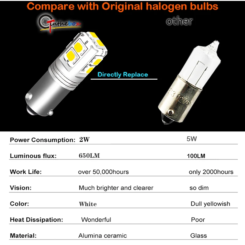 iJDM Canbus Car Lights BA9S BAX9S BAY9S LED For car Reverse Lights or Parking Lights,H21W H6W T4W License Plate Lights 12V-24V