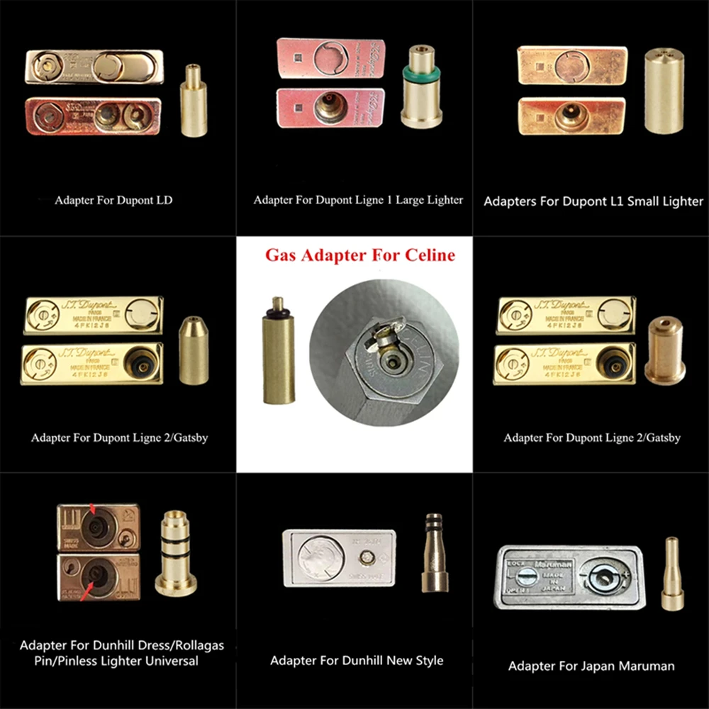 New 9 In 1 Brass Copper Gas Refill Adapter For Dunhill Dupont & Other Lighters Reusable Durable Lighter Repair Gadgets Wholesale