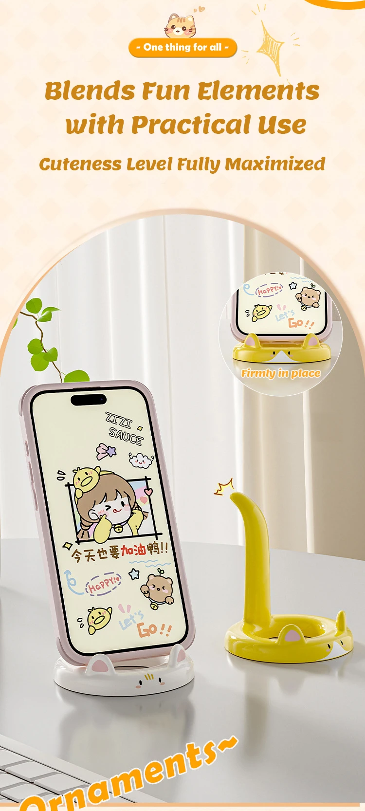 Hot-Selling Cute Cartoon Cat Phone Stand, Desktop Lazy Holder, Creative Cute Pet Phone Rack for Office