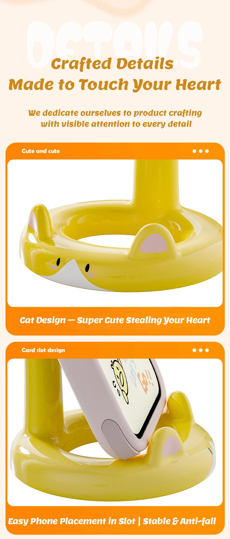 Hot-Selling Cute Cartoon Cat Phone Stand, Desktop Lazy Holder, Creative Cute Pet Phone Rack for Office