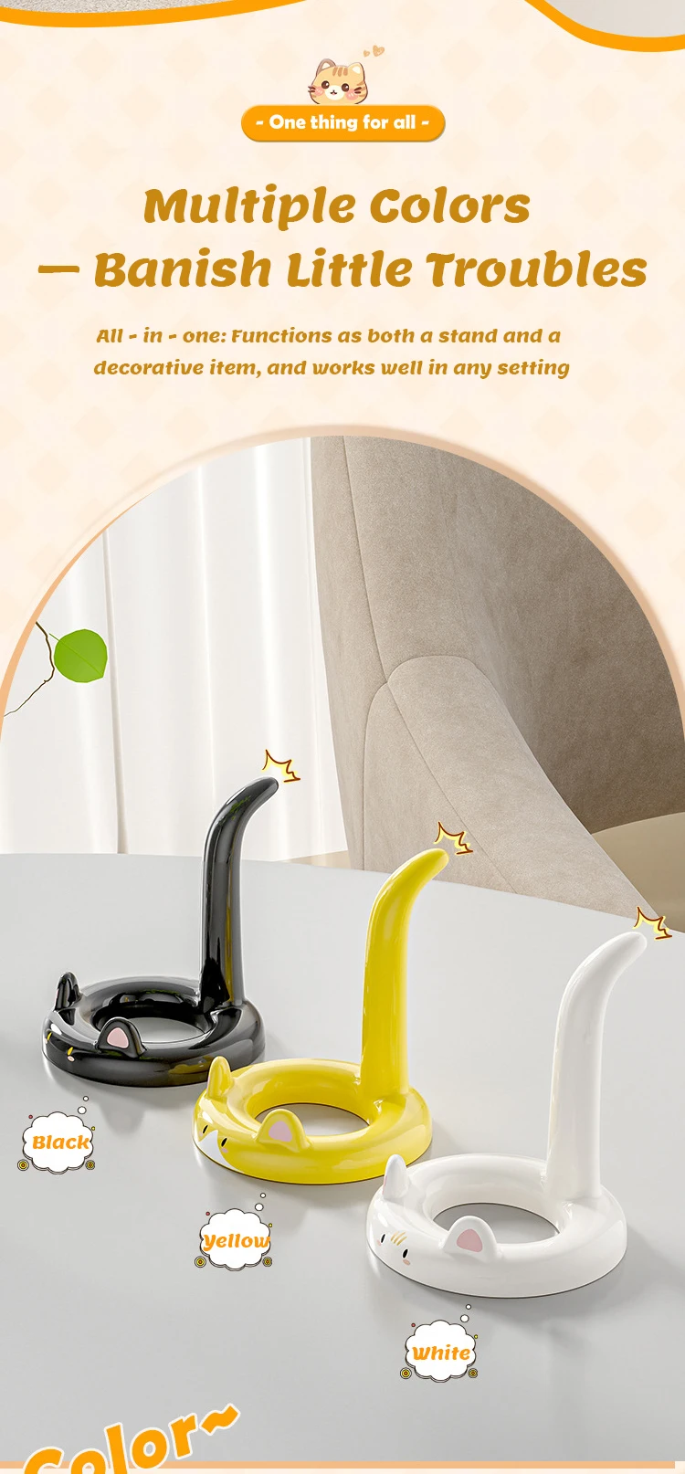 Hot-Selling Cute Cartoon Cat Phone Stand, Desktop Lazy Holder, Creative Cute Pet Phone Rack for Office