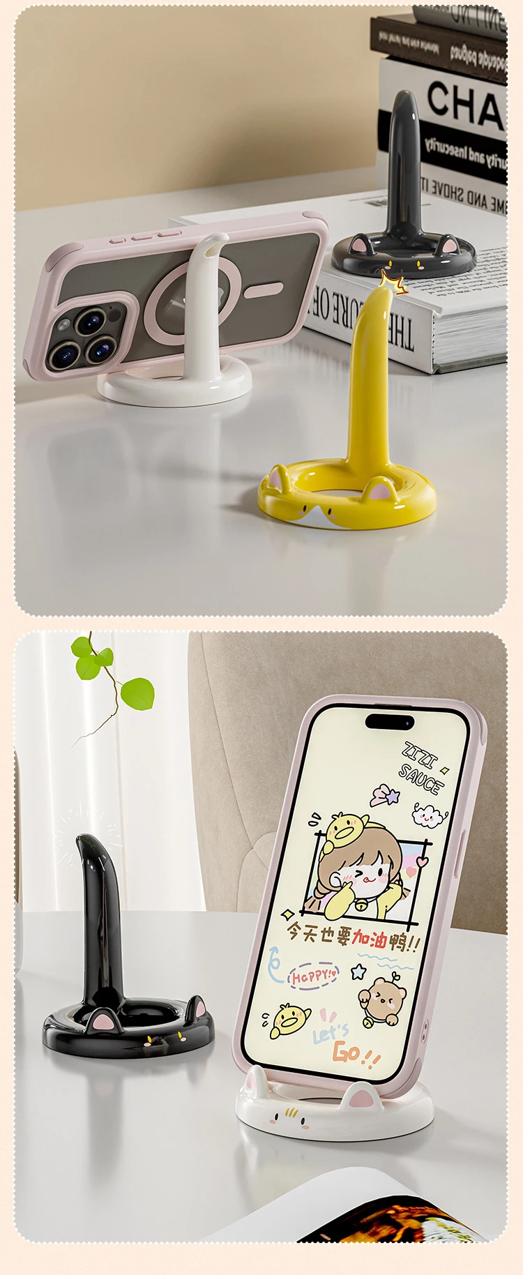 Hot-Selling Cute Cartoon Cat Phone Stand, Desktop Lazy Holder, Creative Cute Pet Phone Rack for Office