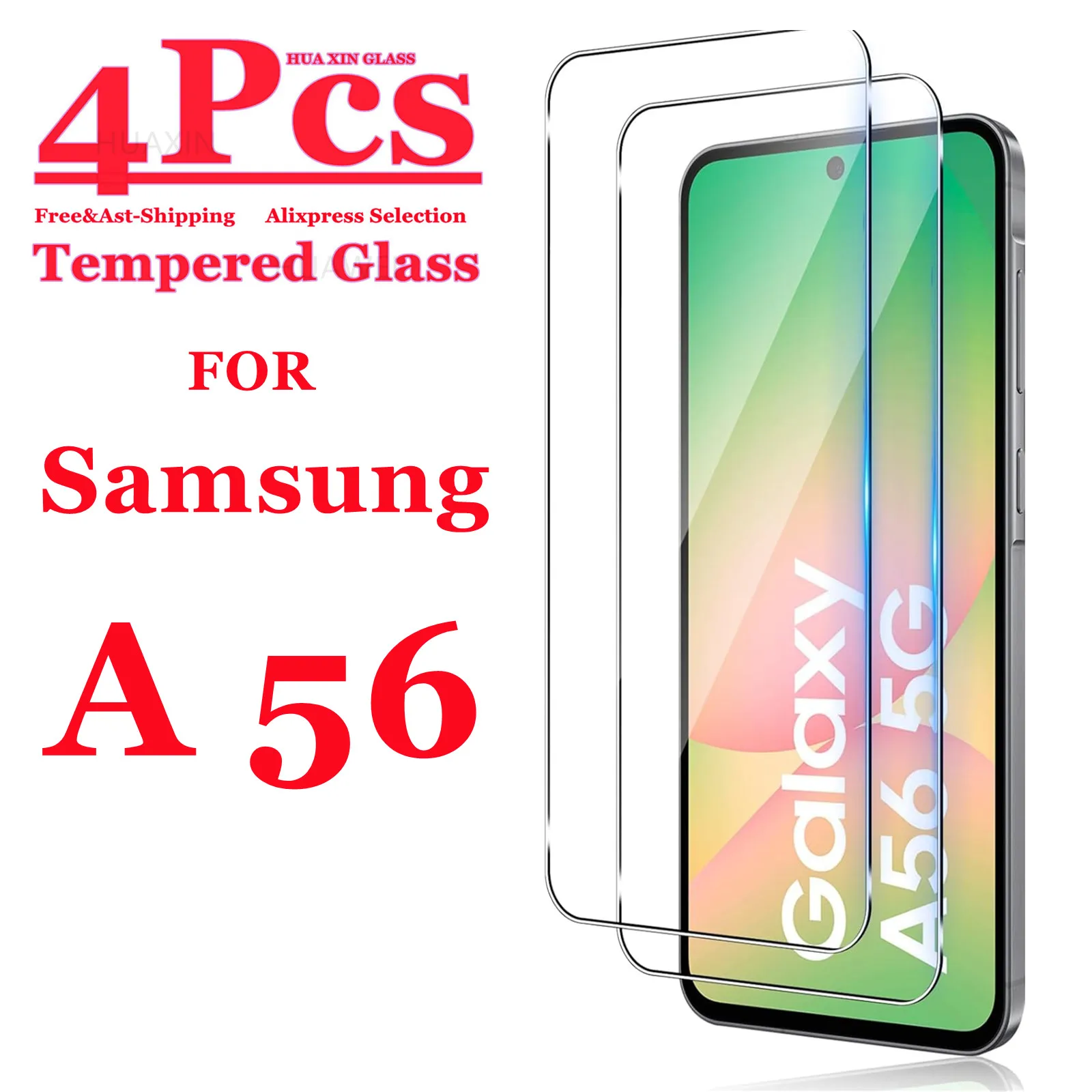 4/1Pcs For Galaxy A56 Screen Protector Samsung, Tempered Glass HD 9H High Aluminum Transparent Clear Anti Scratch Case Friendly