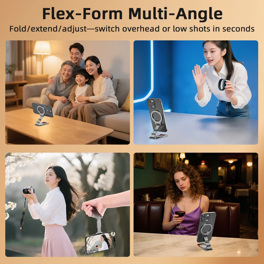 Flymile Magnetic Mount for iPhone 17 16 15 14 13/Pro/Max,Phone Holder With Carabiner Suitbale For Travel,for Magsafe Accessories