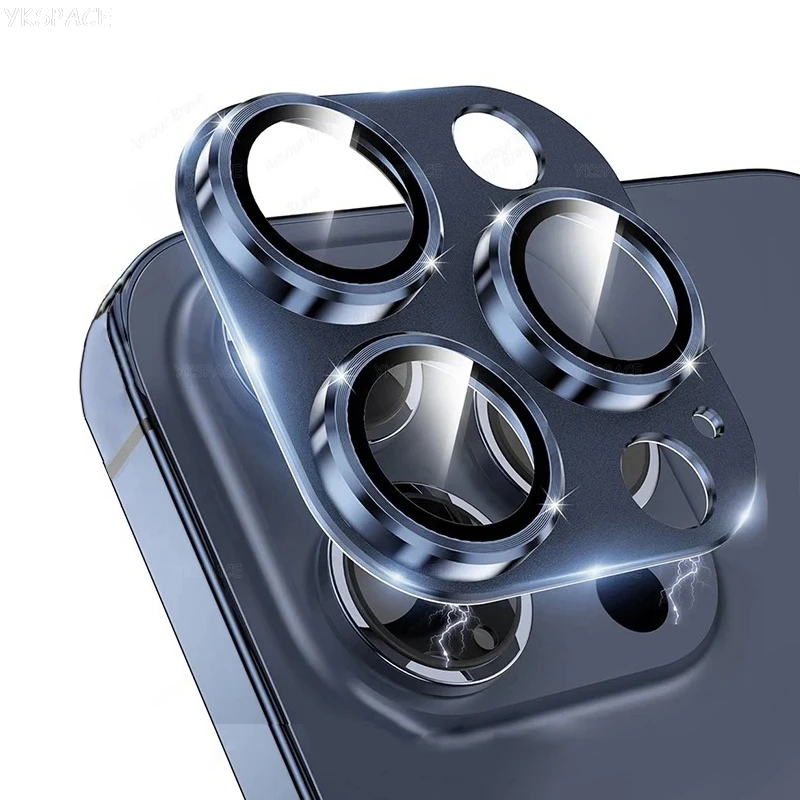 2Pcs Metal Alloy Camera Lens 9H Tempered Glass Protector For iPhone 11 12 13 mini 14 15 16 Pro Max Plus Full Cover Len Film