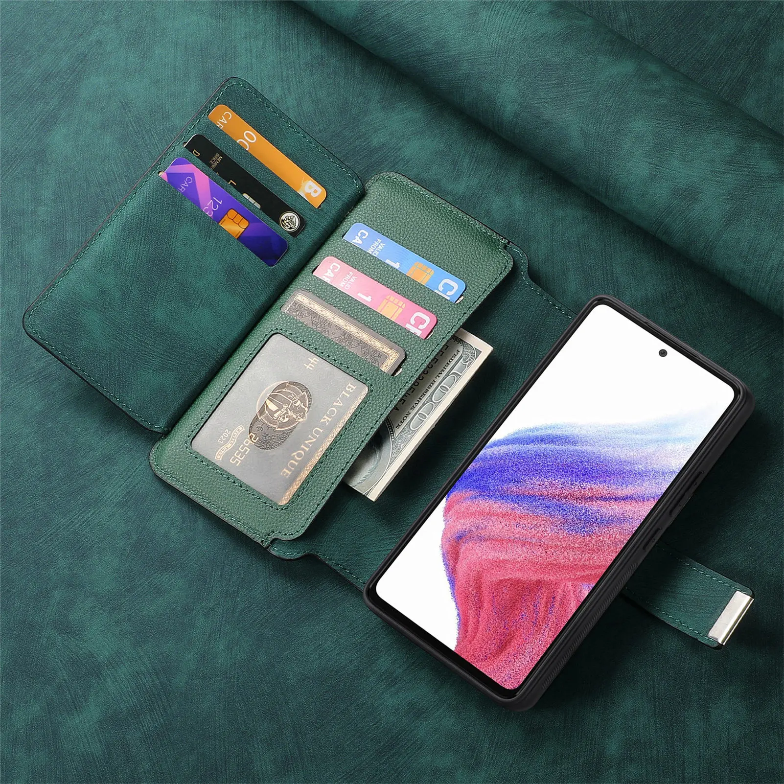 2 in 1 Detachable Zipper Cards Solt Wallet Leather Case For Samsung A16 A26 A56 A26 S24 S25 Ultra S23 Plus Bag Magnetic Cover