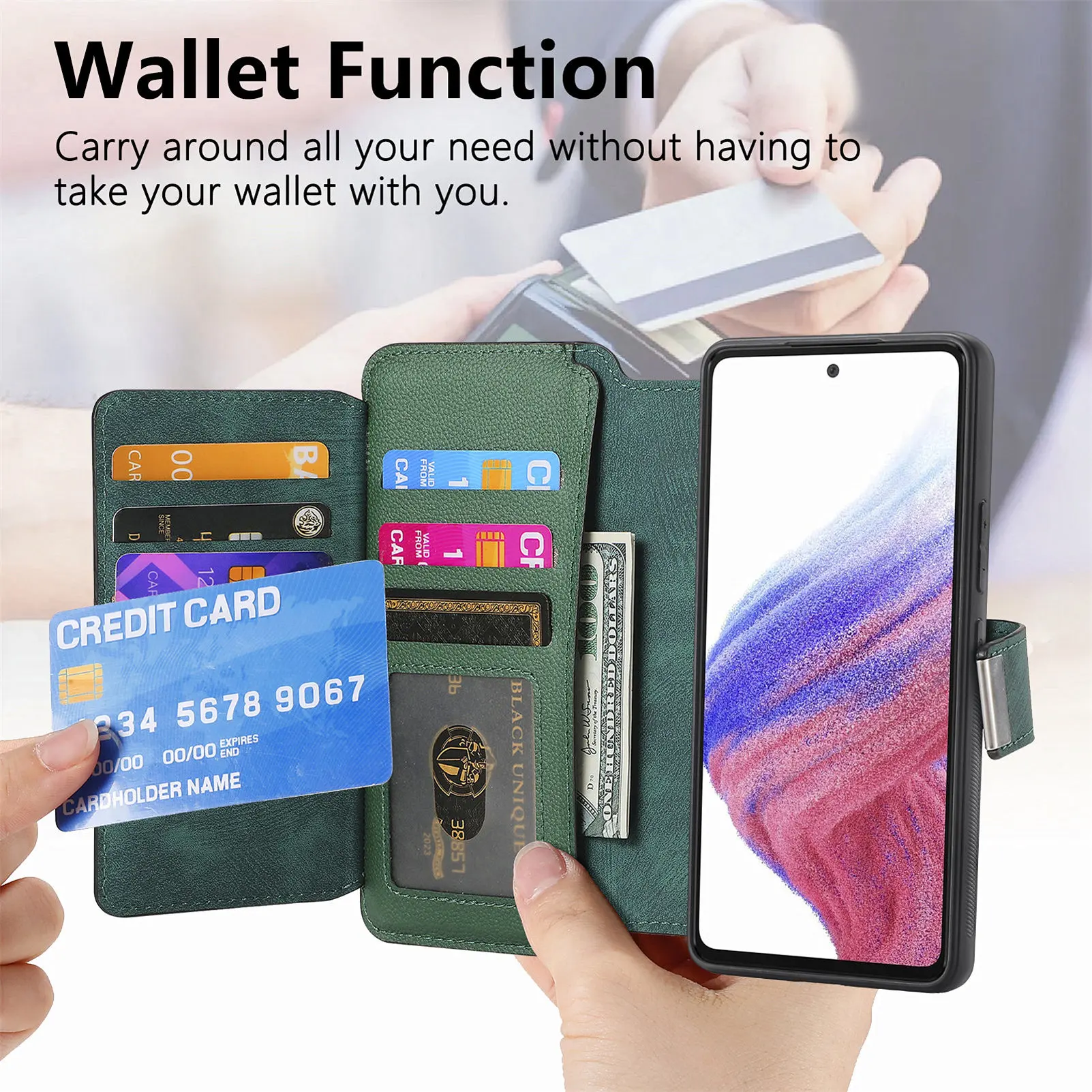 2 in 1 Detachable Zipper Cards Solt Wallet Leather Case For Samsung A16 A26 A56 A26 S24 S25 Ultra S23 Plus Bag Magnetic Cover