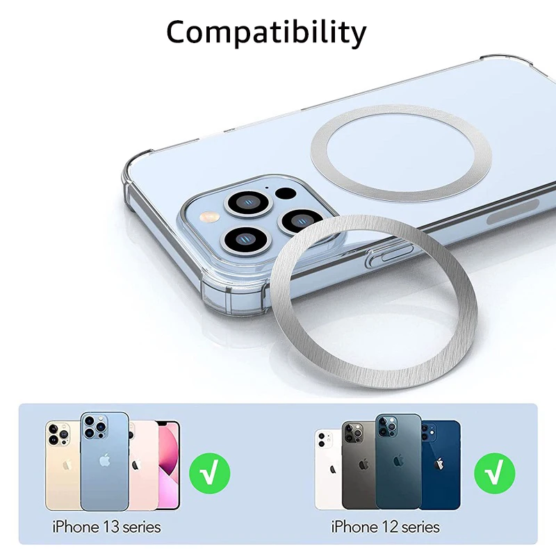 2Pack for Magsafe Magnetic Plate Ring Universal Metal Sticker Support Wireless Charger Metal Plate Sheet for Magnet Car Holder