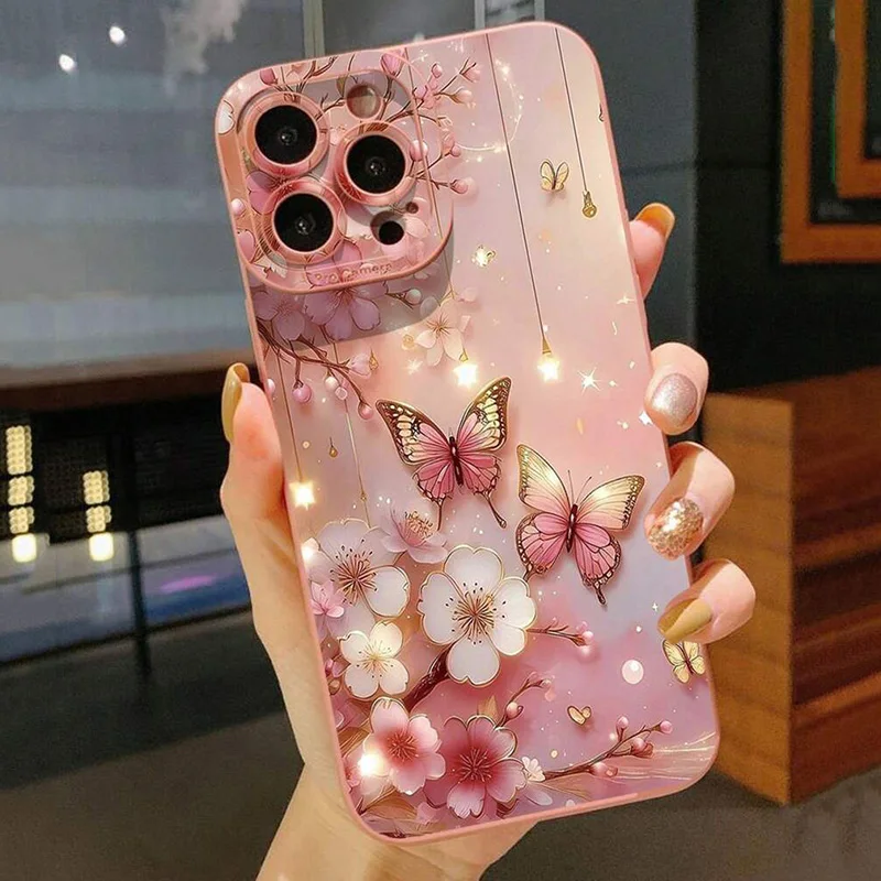 Luxury Romantic Watercolor Butterfly Flower Case For Xiaomi Redmi Note 14 13 12 Pro Plus 12S 11S 11 10 Redmi 13 12 14C 13C Cover