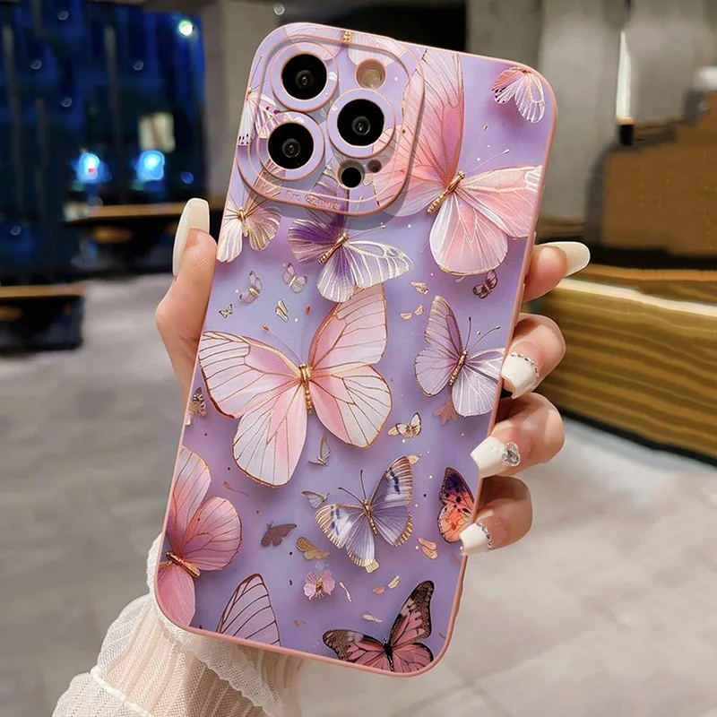 Luxury Romantic Watercolor Butterfly Flower Case For Xiaomi Redmi Note 14 13 12 Pro Plus 12S 11S 11 10 Redmi 13 12 14C 13C Cover