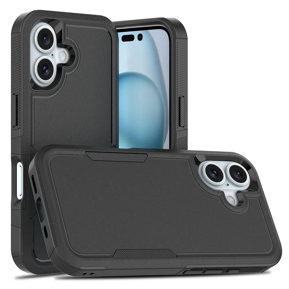 Shockproof Two-Layer Protection Phone Case For iPhone 16 15 14 13 12 11 Pro Max X S XR Luxury Contrasting Armour Anti-Drop Cover
