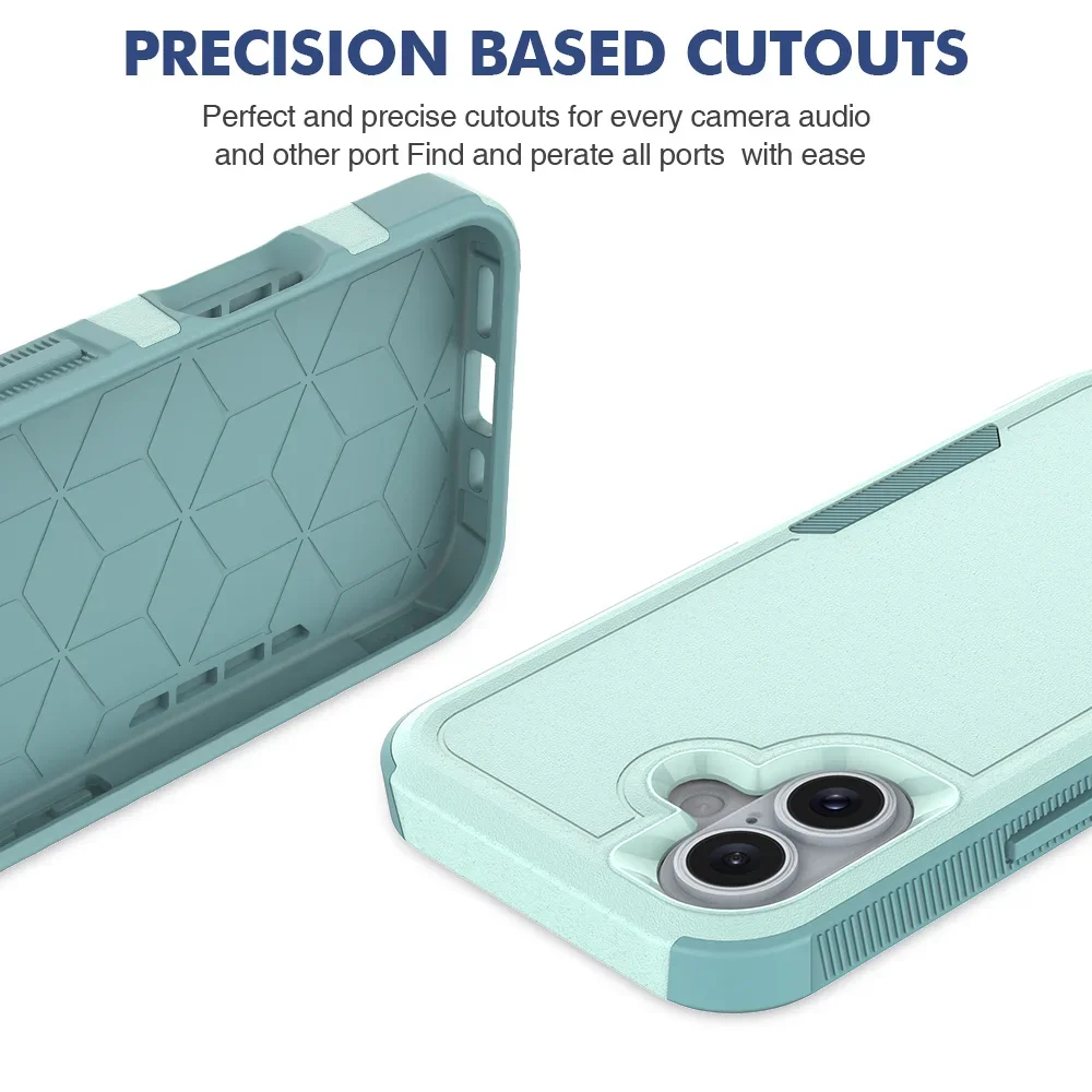 Shockproof Two-Layer Protection Phone Case For iPhone 16 15 14 13 12 11 Pro Max X S XR Luxury Contrasting Armour Anti-Drop Cover