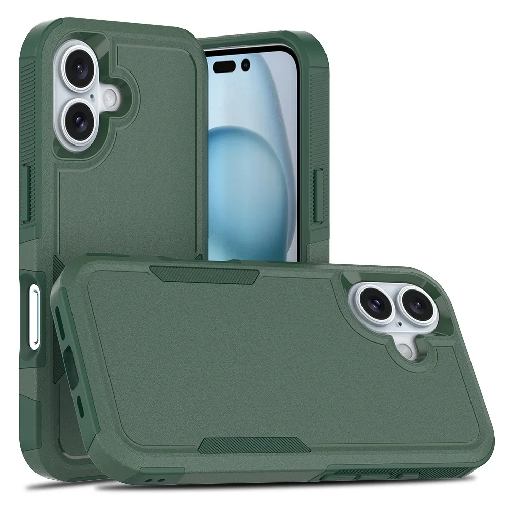 Shockproof Two-Layer Protection Phone Case For iPhone 16 15 14 13 12 11 Pro Max X S XR Luxury Contrasting Armour Anti-Drop Cover