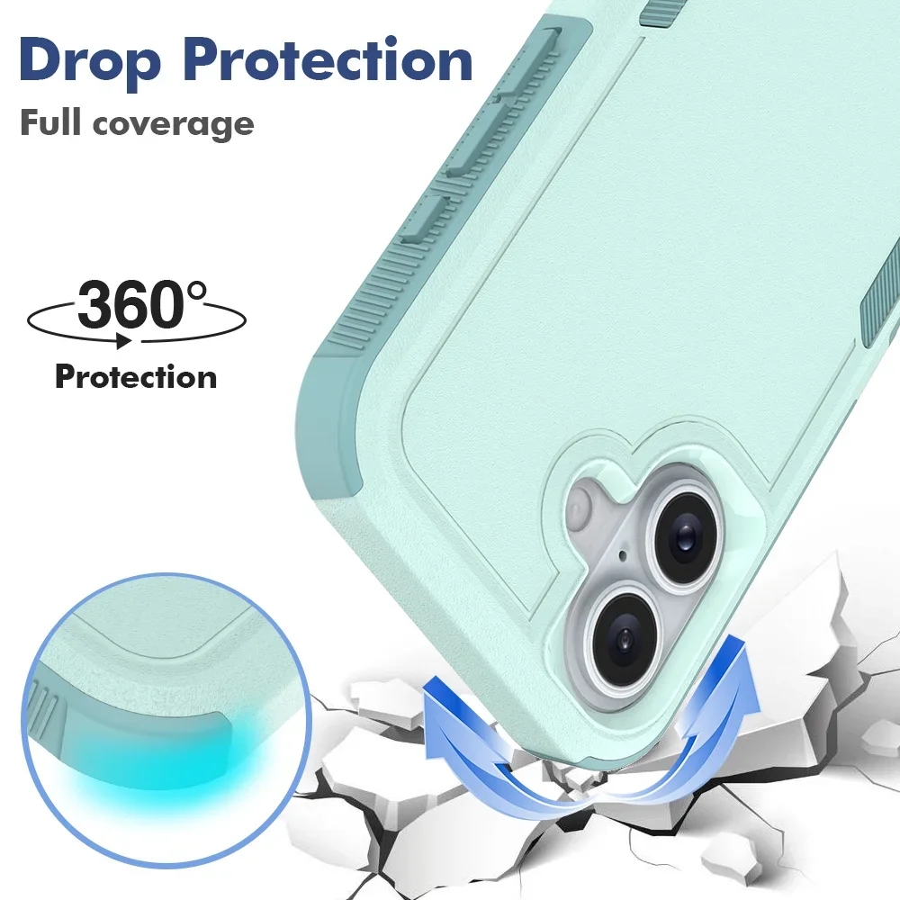 Shockproof Two-Layer Protection Phone Case For iPhone 16 15 14 13 12 11 Pro Max X S XR Luxury Contrasting Armour Anti-Drop Cover