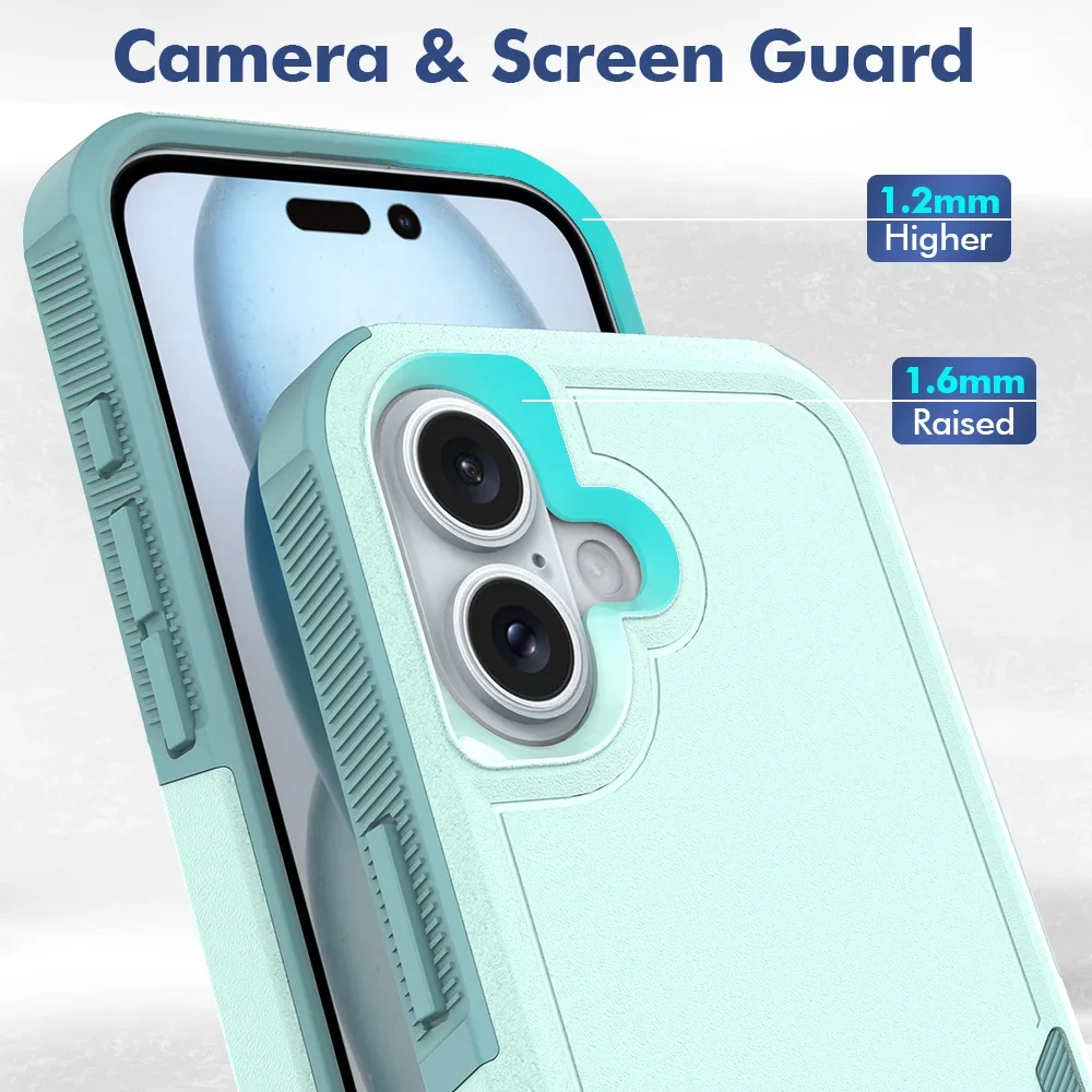 Shockproof Two-Layer Protection Phone Case For iPhone 16 15 14 13 12 11 Pro Max X S XR Luxury Contrasting Armour Anti-Drop Cover