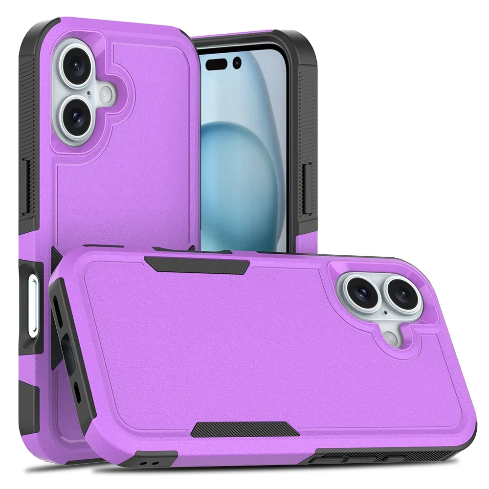 Shockproof Two-Layer Protection Phone Case For iPhone 16 15 14 13 12 11 Pro Max X S XR Luxury Contrasting Armour Anti-Drop Cover