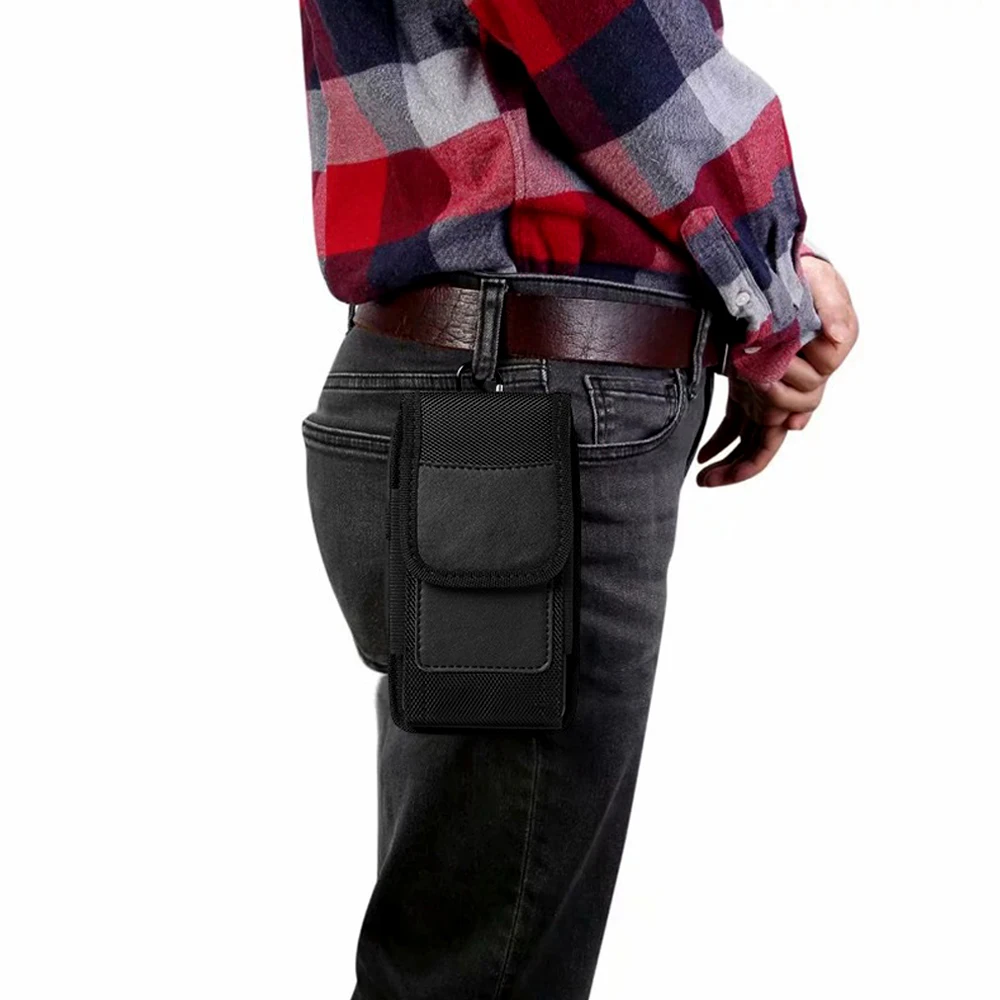 Vertical Nylon Cell Phone Belt Clip Holster Pouch Buckle Wallet Card Holder Case Cover For iPhone Samsung Xiaomi Phone Waist Bag