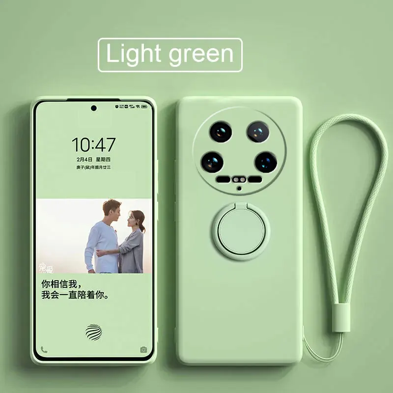 Case Fro Xiaomi 14 Ultra Liquid Silicone Ring Holder Soft Phone Cover for Xiaomi 14 Ultra Shockproof Back Fundas Xiaomi 14Ultra
