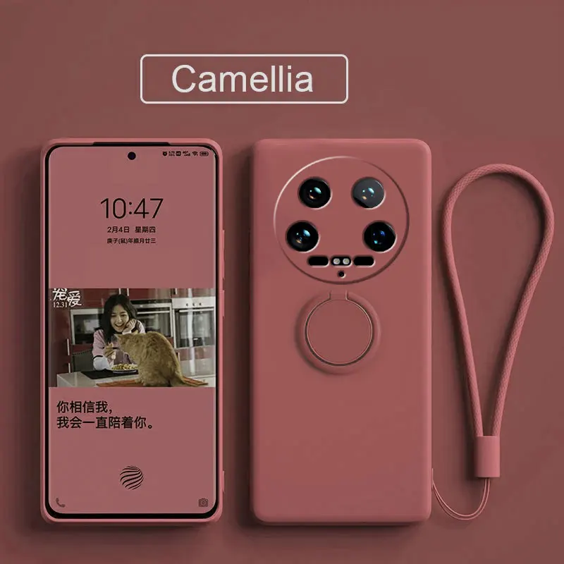 Case Fro Xiaomi 14 Ultra Liquid Silicone Ring Holder Soft Phone Cover for Xiaomi 14 Ultra Shockproof Back Fundas Xiaomi 14Ultra