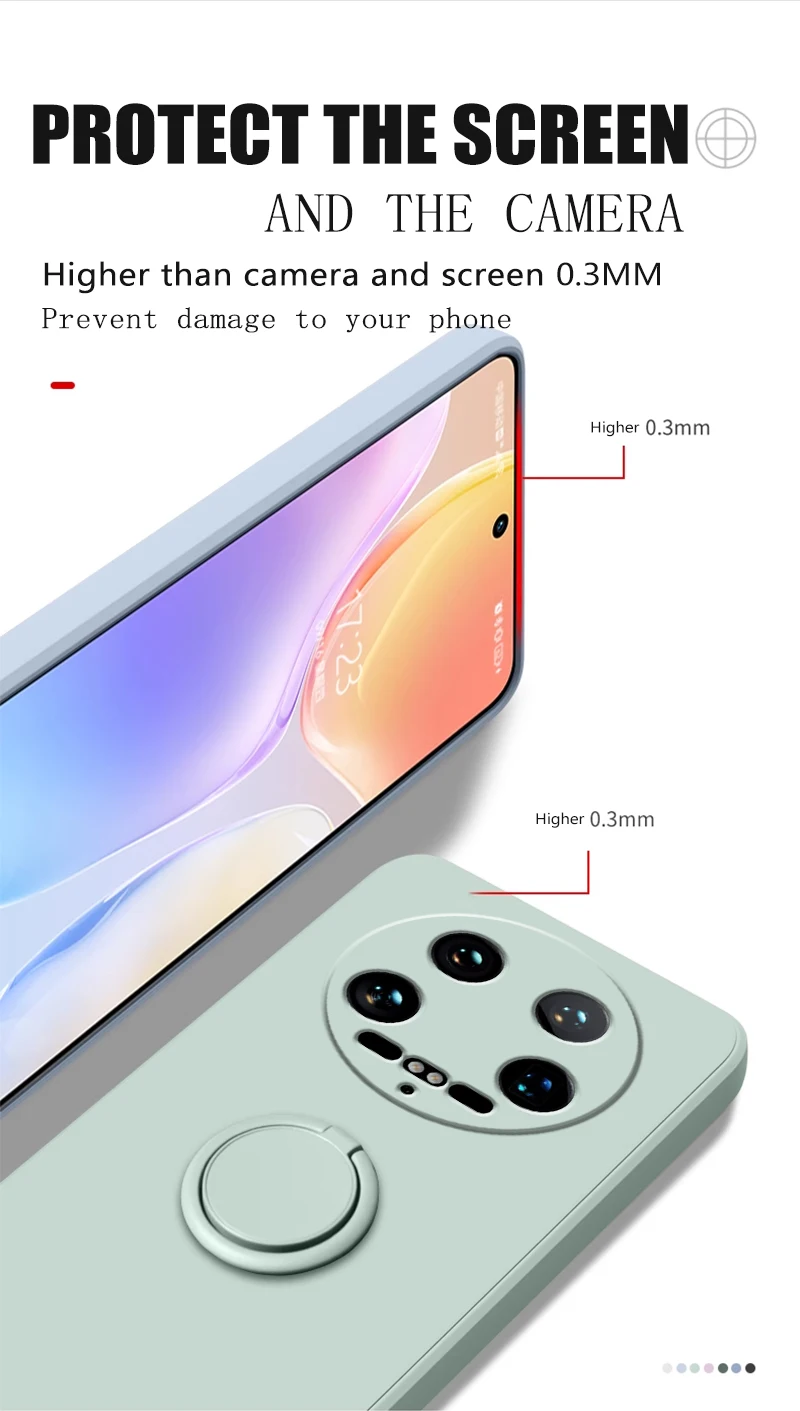 Case Fro Xiaomi 14 Ultra Liquid Silicone Ring Holder Soft Phone Cover for Xiaomi 14 Ultra Shockproof Back Fundas Xiaomi 14Ultra