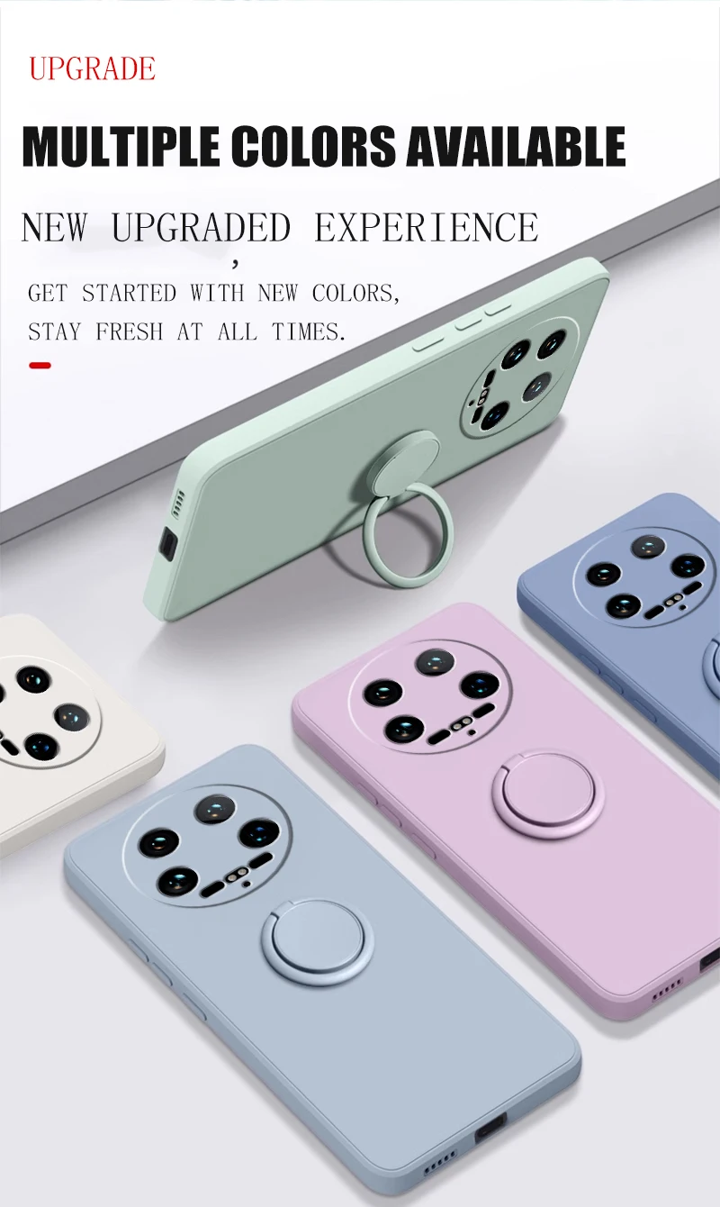 Case Fro Xiaomi 14 Ultra Liquid Silicone Ring Holder Soft Phone Cover for Xiaomi 14 Ultra Shockproof Back Fundas Xiaomi 14Ultra
