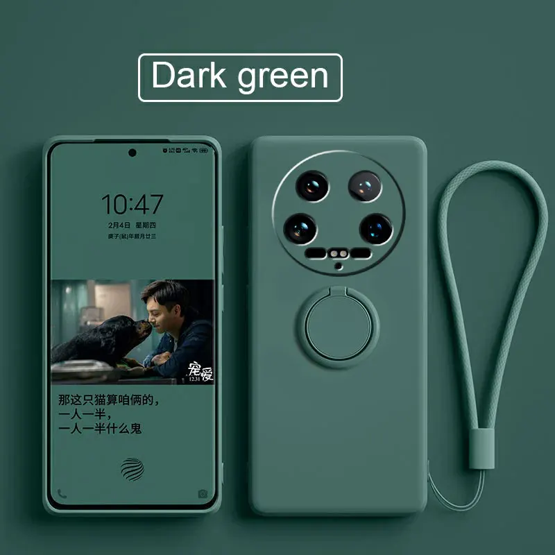 Case Fro Xiaomi 14 Ultra Liquid Silicone Ring Holder Soft Phone Cover for Xiaomi 14 Ultra Shockproof Back Fundas Xiaomi 14Ultra