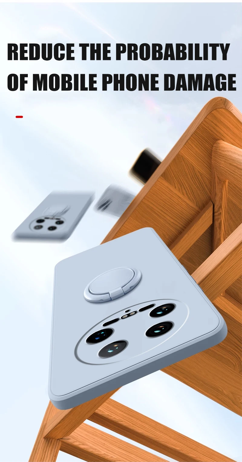 Case Fro Xiaomi 14 Ultra Liquid Silicone Ring Holder Soft Phone Cover for Xiaomi 14 Ultra Shockproof Back Fundas Xiaomi 14Ultra