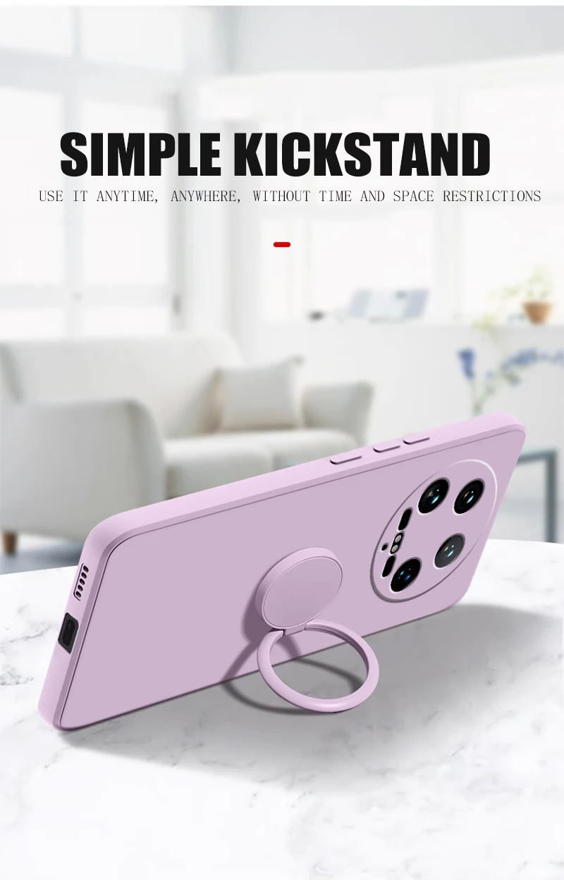 Case Fro Xiaomi 14 Ultra Liquid Silicone Ring Holder Soft Phone Cover for Xiaomi 14 Ultra Shockproof Back Fundas Xiaomi 14Ultra
