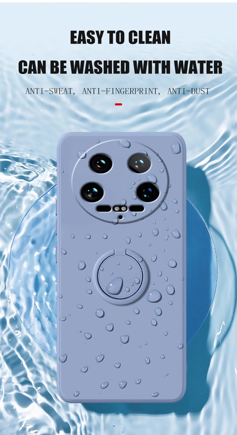 Case Fro Xiaomi 14 Ultra Liquid Silicone Ring Holder Soft Phone Cover for Xiaomi 14 Ultra Shockproof Back Fundas Xiaomi 14Ultra