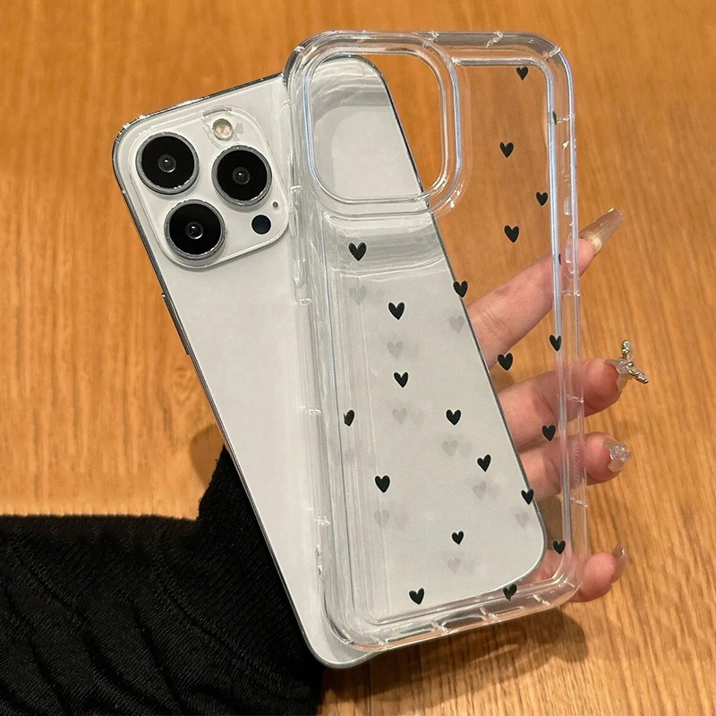 White Small Love Transparent Phone Case For IPhone 18 17 Air 16 14 13 12 11 Pro Max Plus Cover For IPhone 16E 15 Pro Cases