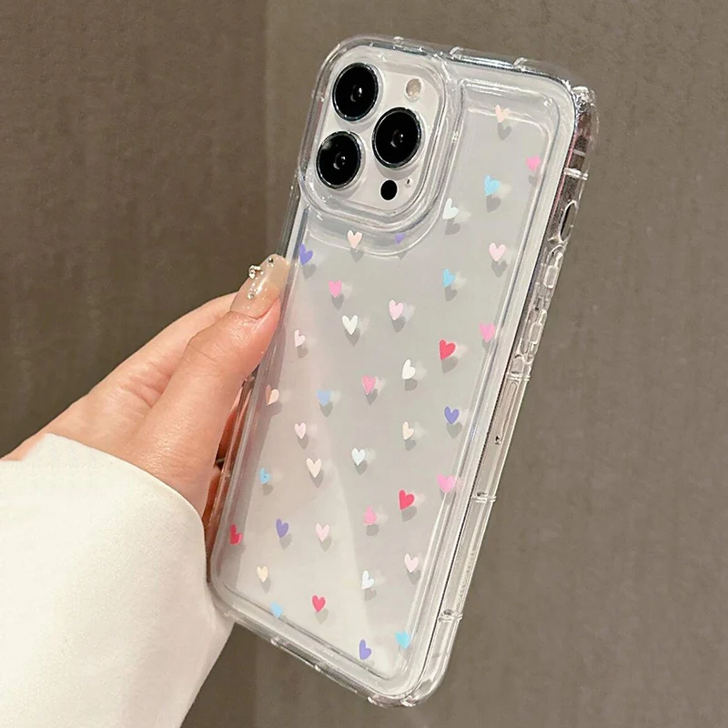 White Small Love Transparent Phone Case For IPhone 18 17 Air 16 14 13 12 11 Pro Max Plus Cover For IPhone 16E 15 Pro Cases