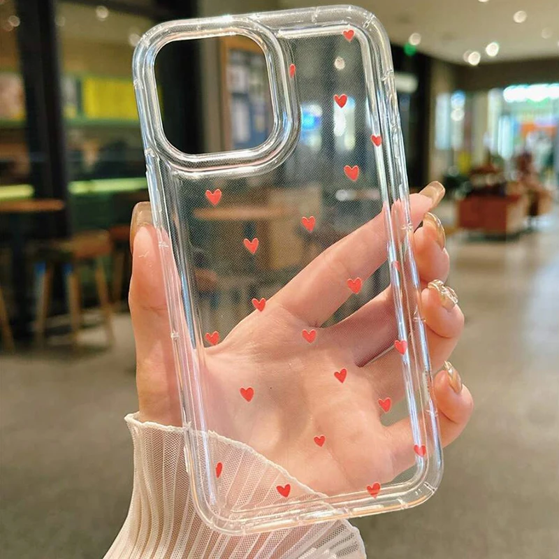 White Small Love Transparent Phone Case For IPhone 18 17 Air 16 14 13 12 11 Pro Max Plus Cover For IPhone 16E 15 Pro Cases