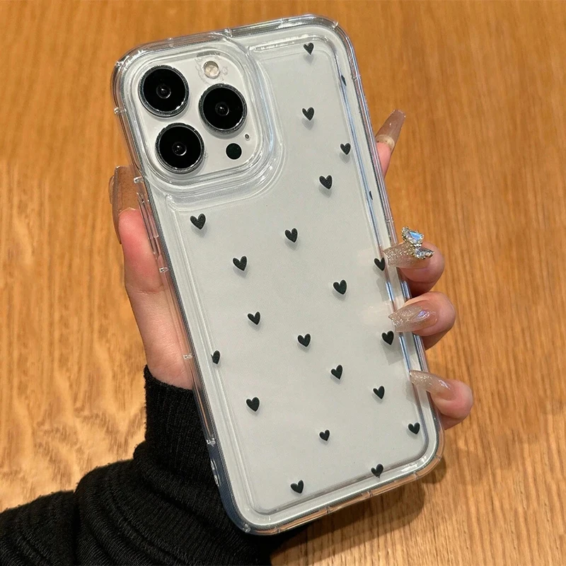 White Small Love Transparent Phone Case For IPhone 18 17 Air 16 14 13 12 11 Pro Max Plus Cover For IPhone 16E 15 Pro Cases