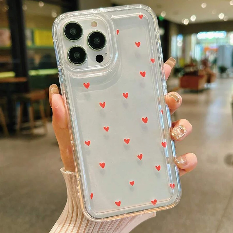 White Small Love Transparent Phone Case For IPhone 18 17 Air 16 14 13 12 11 Pro Max Plus Cover For IPhone 16E 15 Pro Cases