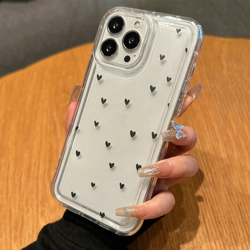 White Small Love Transparent Phone Case For IPhone 18 17 Air 16 14 13 12 11 Pro Max Plus Cover For IPhone 16E 15 Pro Cases