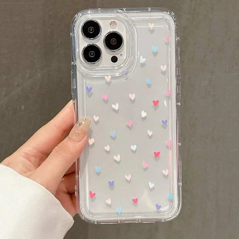 White Small Love Transparent Phone Case For IPhone 18 17 Air 16 14 13 12 11 Pro Max Plus Cover For IPhone 16E 15 Pro Cases