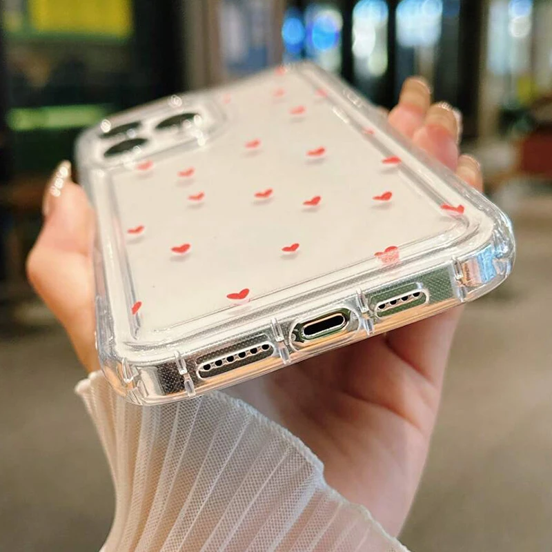 White Small Love Transparent Phone Case For IPhone 18 17 Air 16 14 13 12 11 Pro Max Plus Cover For IPhone 16E 15 Pro Cases