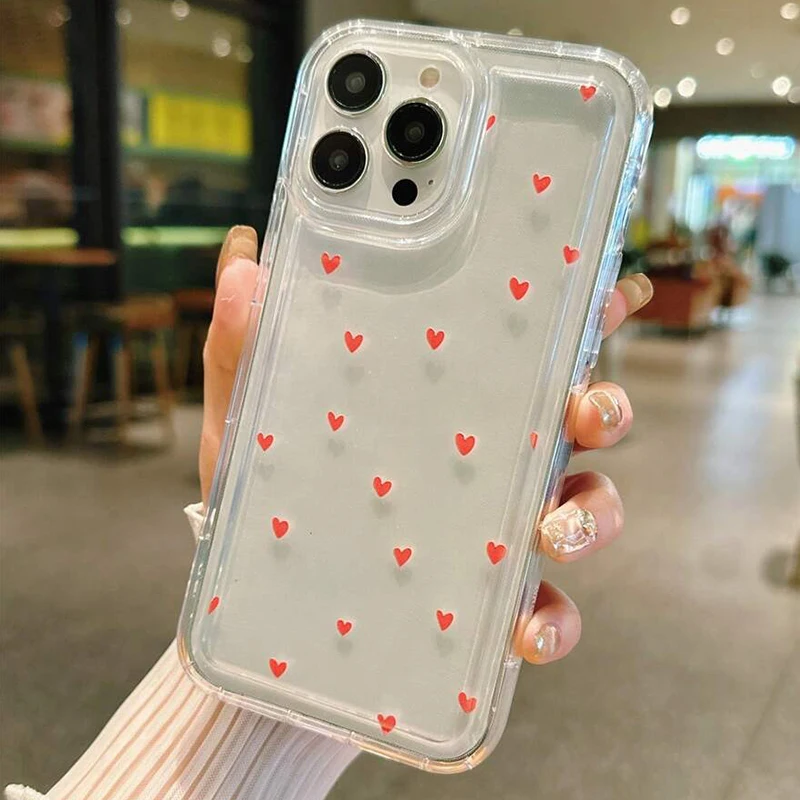 White Small Love Transparent Phone Case For IPhone 18 17 Air 16 14 13 12 11 Pro Max Plus Cover For IPhone 16E 15 Pro Cases