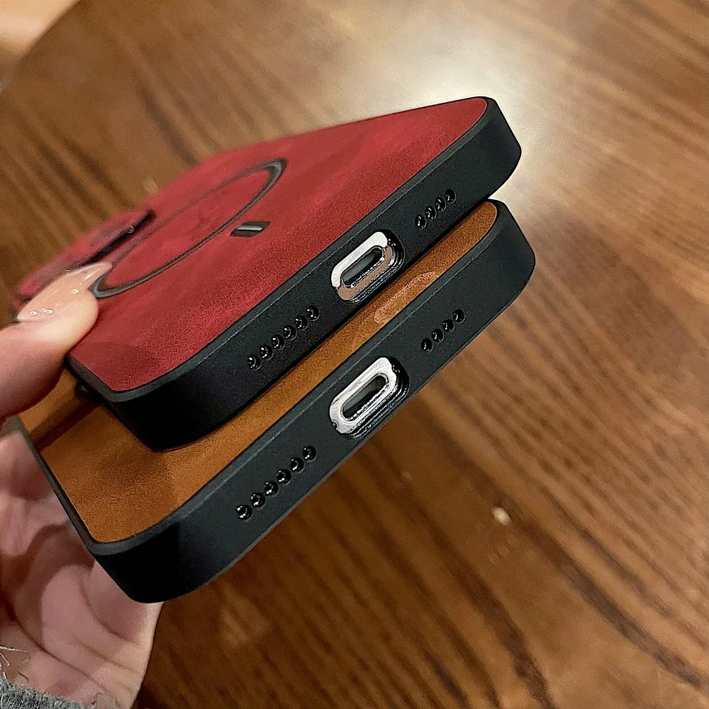Retro Leather Deer Case For iPhone 16 15 14 13 12 11 Pro Max Plus 15Pro 14Pro 13Pro ProMax For Magsafe Wireless Charge Cover