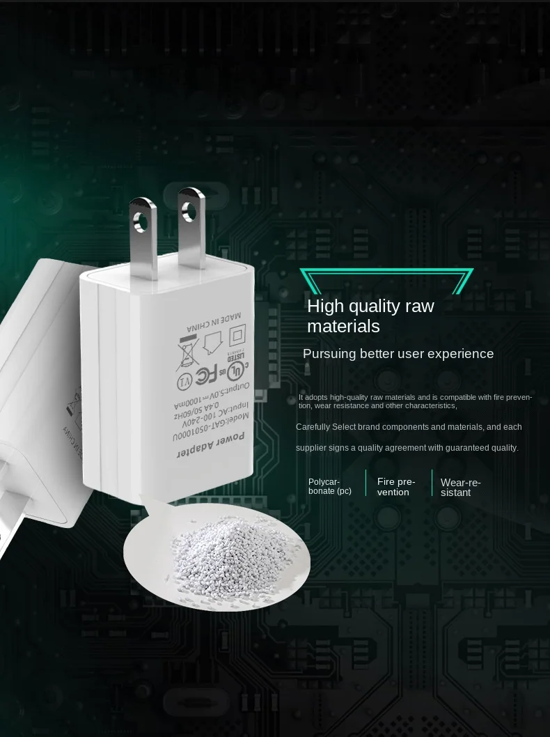 US Adapter 5V 2A 1A Fast Charging UL Plug One USB Port Phone Charging Wall Charger Travel in USA Japan Thailand Canada Colombia