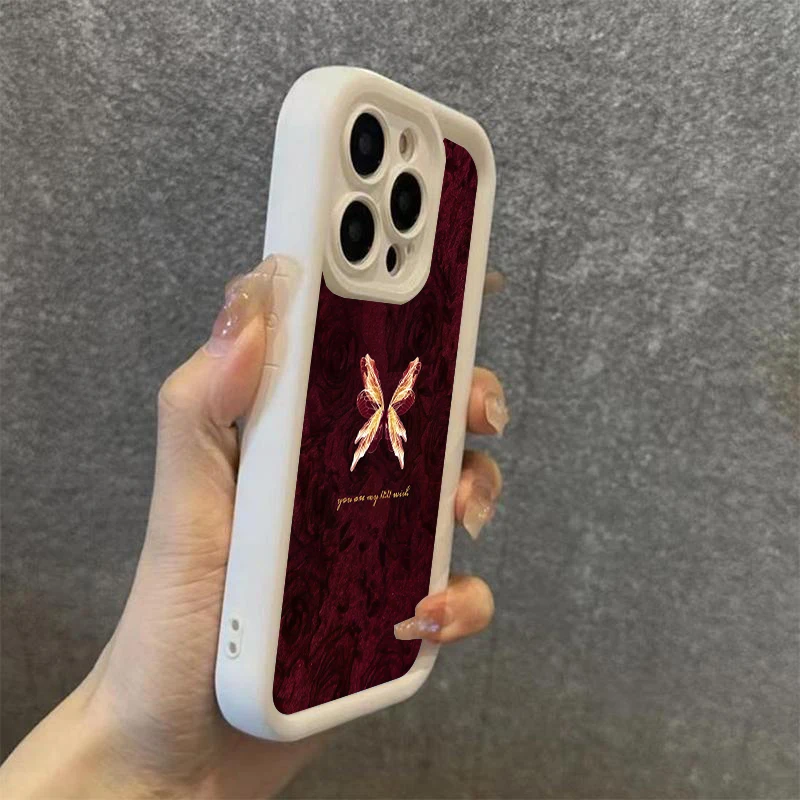 Retro Butterfly Pattern Silicone Phone Case For iPhone 17 16 15 14 13 12 11 Pro Max 17 Air 16E XS X XR 7 8 Plus Shockproof Cover