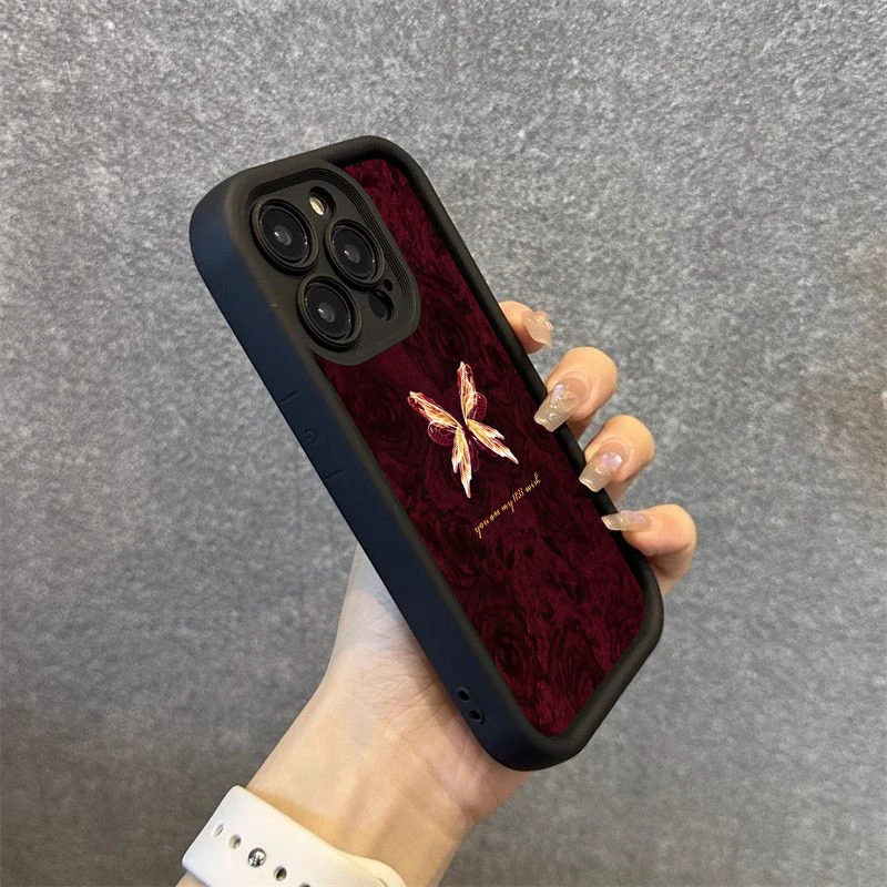 Retro Butterfly Pattern Silicone Phone Case For iPhone 17 16 15 14 13 12 11 Pro Max 17 Air 16E XS X XR 7 8 Plus Shockproof Cover