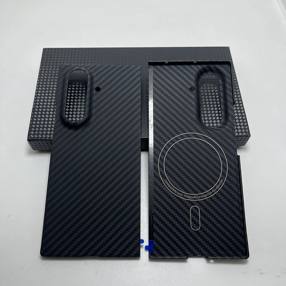 Real Carbon Case For Magsafe Magnetic For Samsung Galaxy Z Fold 7 back cover Ultra Thin Lens protection Aramid Fiber Carbon case