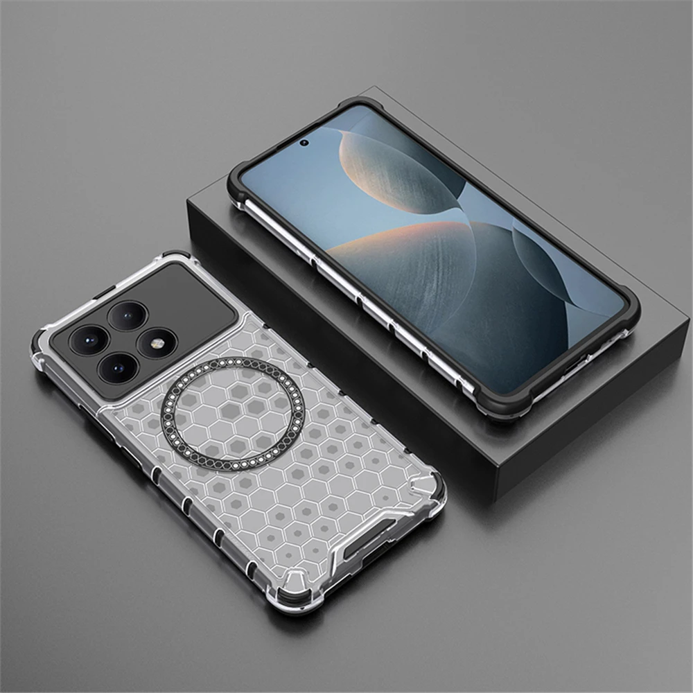 Magnetic Ring Transparent Phone Case For Xiaomi Poco F5 F6 X6 Pro X6Pro Shockproof Clear Full Coverage Cases Cover
