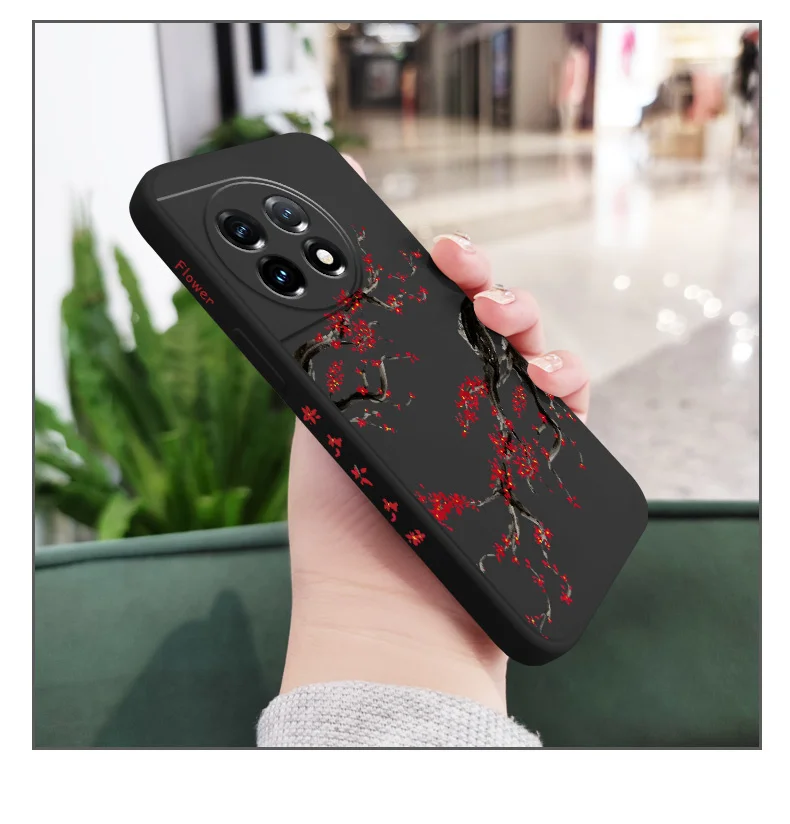 Cold Plum Snow Phone Case For Oneplus 13 13R 12 12R 11 11R 10 10R 10T 9R 9RT 9 8T 8 7 7T Pro 5G Liquid Silicone Cover