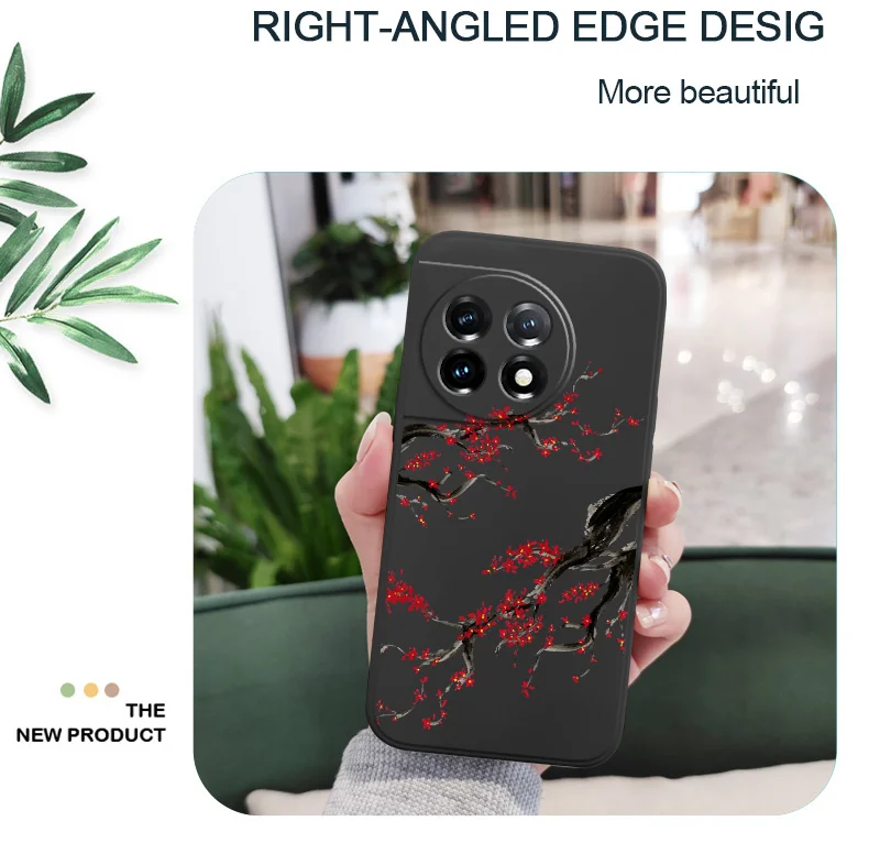 Cold Plum Snow Phone Case For Oneplus 13 13R 12 12R 11 11R 10 10R 10T 9R 9RT 9 8T 8 7 7T Pro 5G Liquid Silicone Cover