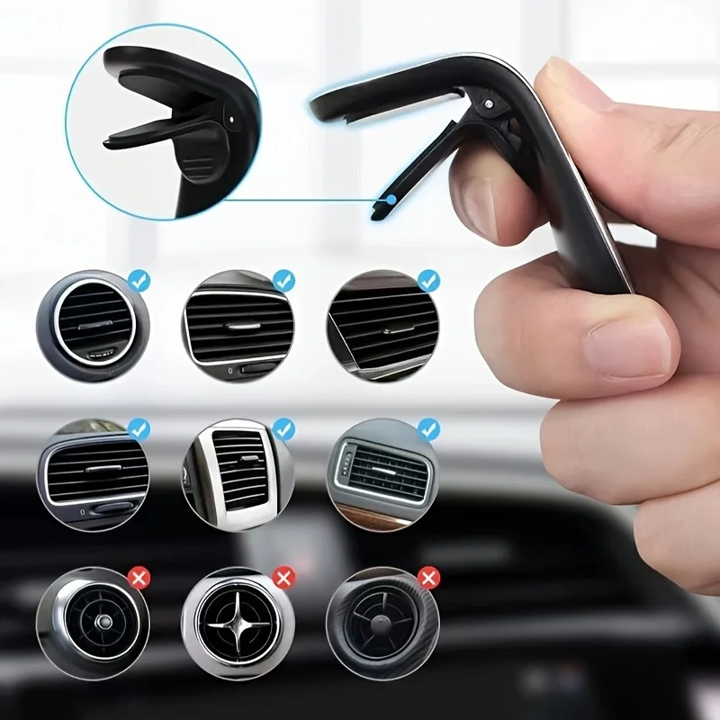 1Pc Magnet Car Mobile Phone Bracket L-shaped Car interior air Outlet Vent Bracket Magnetic Car Phone Bracket