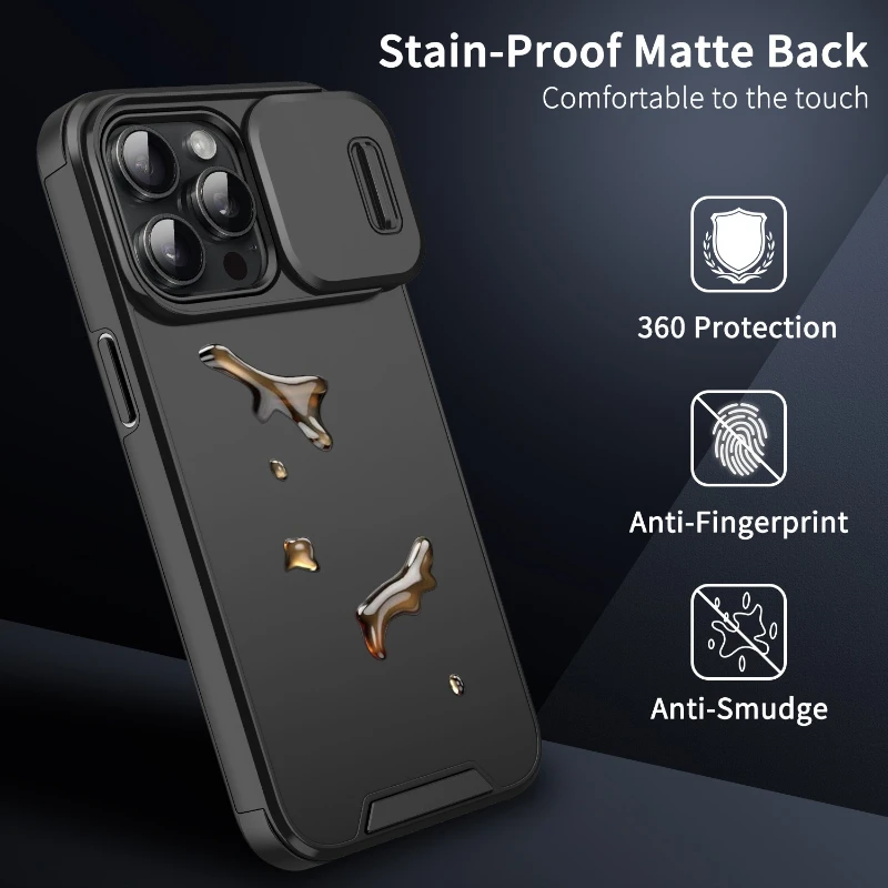 Matte Shockpoof Slide Camera Lens Protection Phone Case For Apple iPhone 17 16 Pro Max Armor Cover For Iphone16 17Pro 17Air