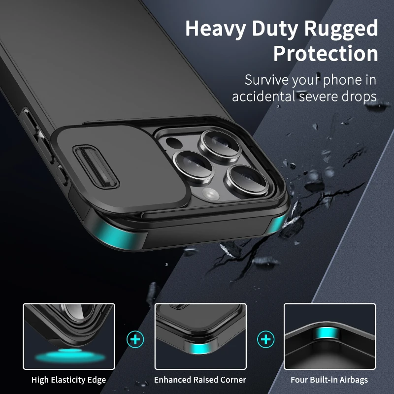 Matte Shockpoof Slide Camera Lens Protection Phone Case For Apple iPhone 17 16 Pro Max Armor Cover For Iphone16 17Pro 17Air
