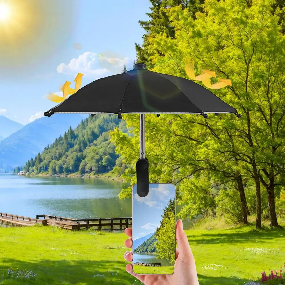Cell Phone Umbrella Holder with Clip for Sun Shade Cell Phone Umbrella Phone Clip Outdoor Anti-Glare Sunshade Protect Your Phone